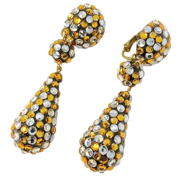 Vintage Jewelry - Vintage Barbara Groeger Swarovski crystal dangle drop earrings Door Knockers